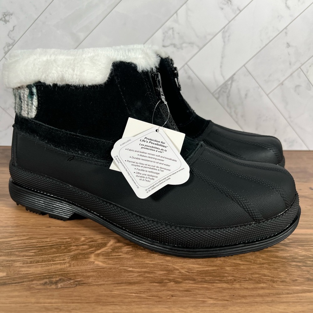 9.5XX 9.5 XX 4E WIDEโ WIDTH Propet Womens Black Suede Faux Fur Winter Snow Boots - Picture 2 of 13